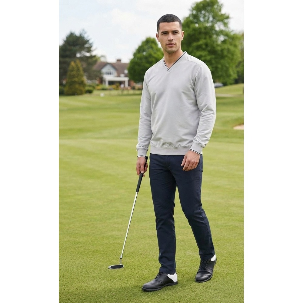 Walter Hagen Mens Gray V-Neck Golf Windshirt Pullover Jacket Size S